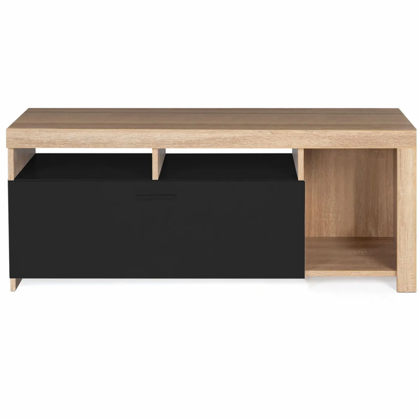 Meuble TV bois et placard noir moderne