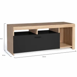 Meuble TV bois et placard noir moderne