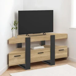 Meuble TV d'angle bois et noir