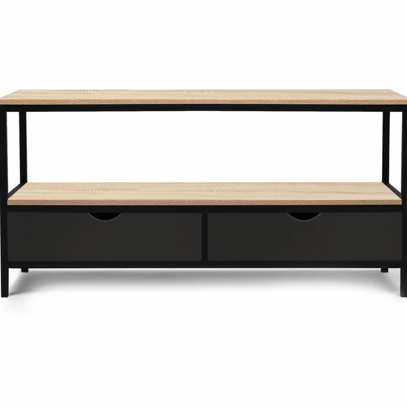Meuble TV en bois et métal noir 2 tiroirs