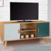 Meuble TV nordique bois et vert