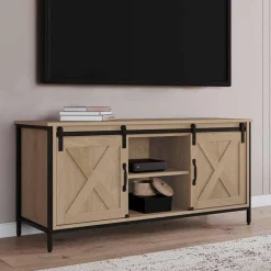 Meuble TV style industriel 2 portes grange coulissantes