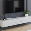 Meuble TV suspendu 2 portes bois effet marbre 180 cm