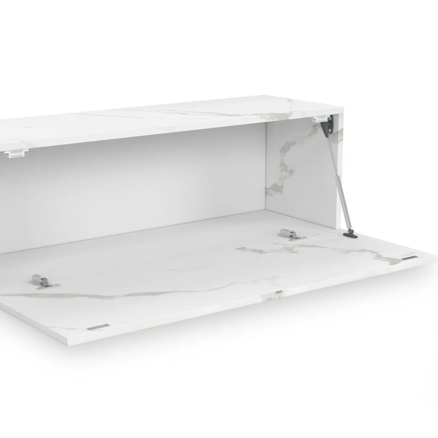 Meuble TV suspendu 2 portes bois effet marbre 180 cm