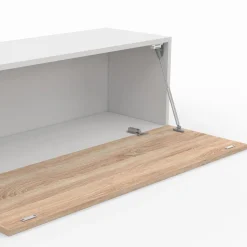 Meuble TV suspendu blanc et bois