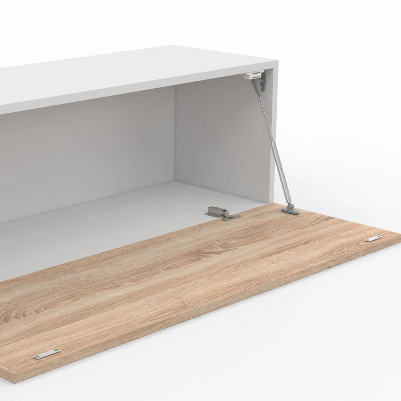 Meuble TV suspendu blanc et bois
