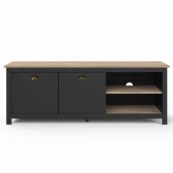 Meuble TV vintage bois et noir