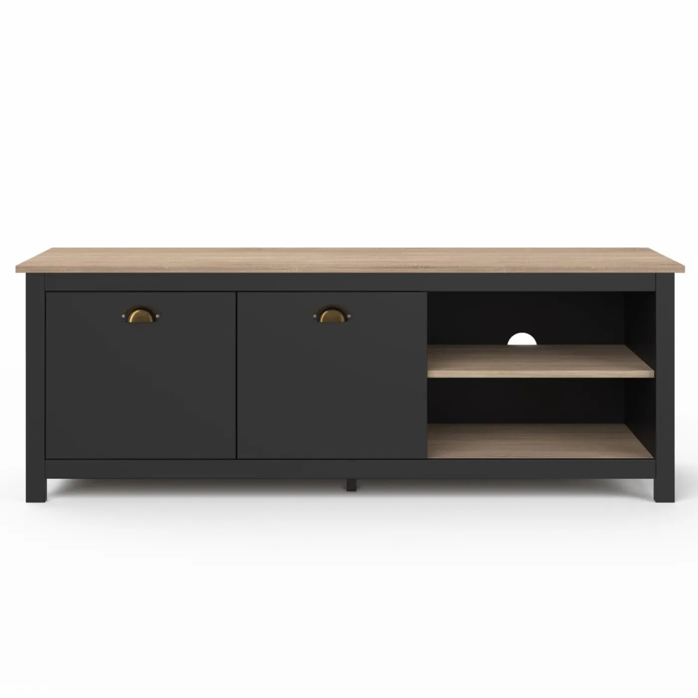Meuble TV vintage bois et noir