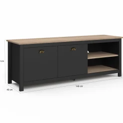 Meuble TV vintage bois et noir