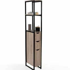 Meuble WC 3 portes DETROIT design industriel avec étagères