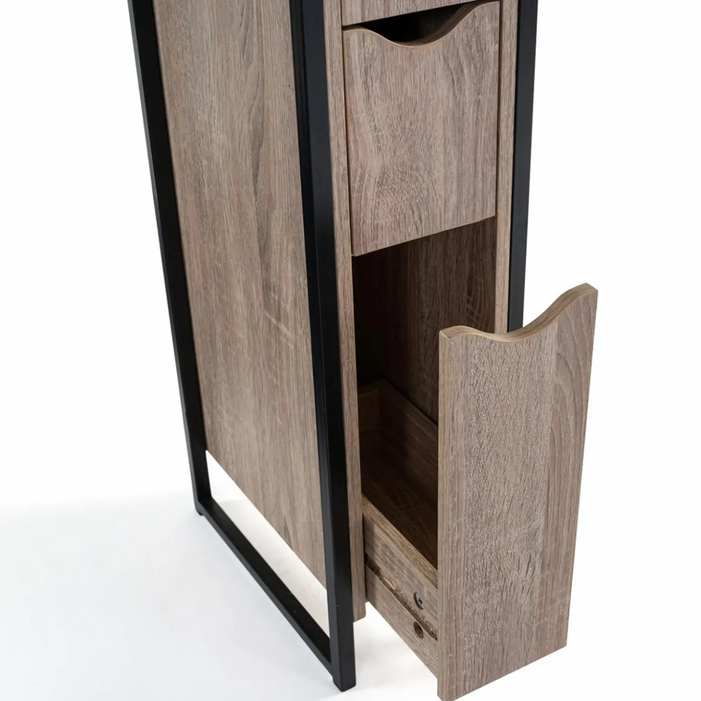 Meuble WC 3 portes DETROIT design industriel avec étagères