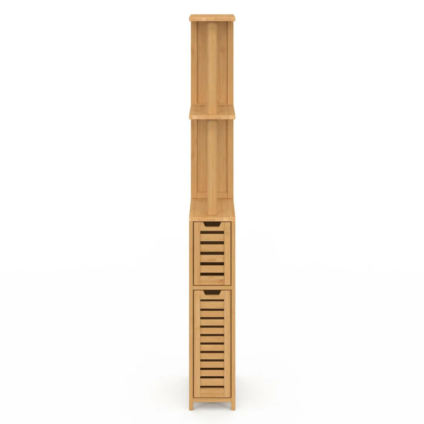 Meuble WC en bambou avec 2 portes et étagères