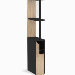 Meuble WC étagère avec 2 portes noir et bois