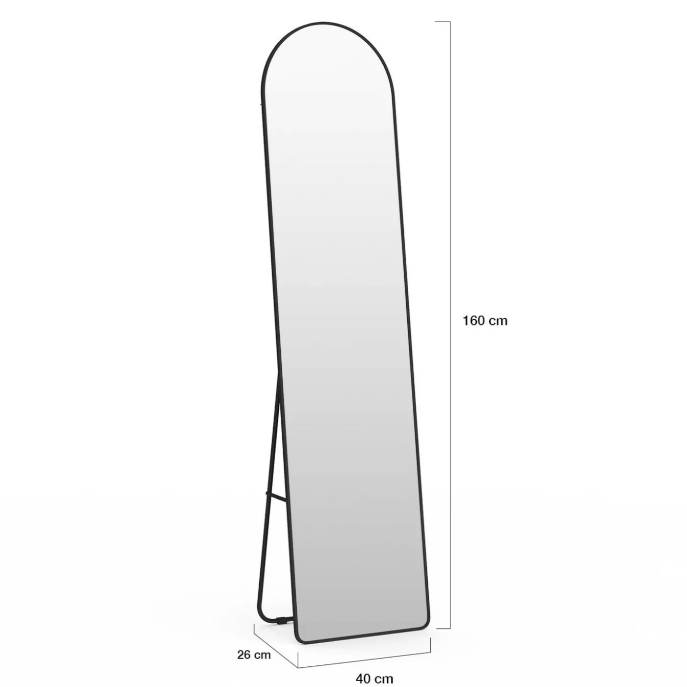Miroir sur pied contour noir 160 x 40 cm