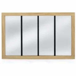 Miroir verrière bois et métal design industriel 110x70 cm