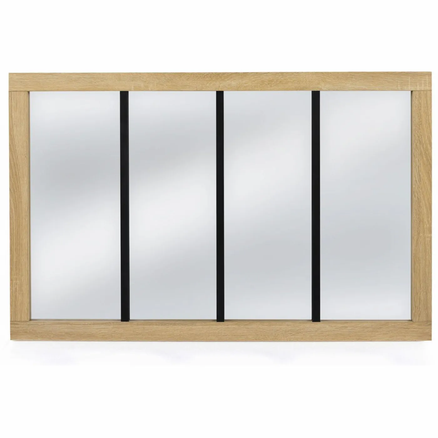 Miroir verrière bois et métal design industriel 110x70 cm