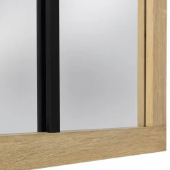 Miroir verrière bois et métal design industriel 110x70 cm