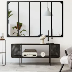 Miroir verrière noir 140 x 84 cm industriel