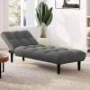 Méridienne clic clac tissu gris anthracite capitonnée 80 x 180 cm