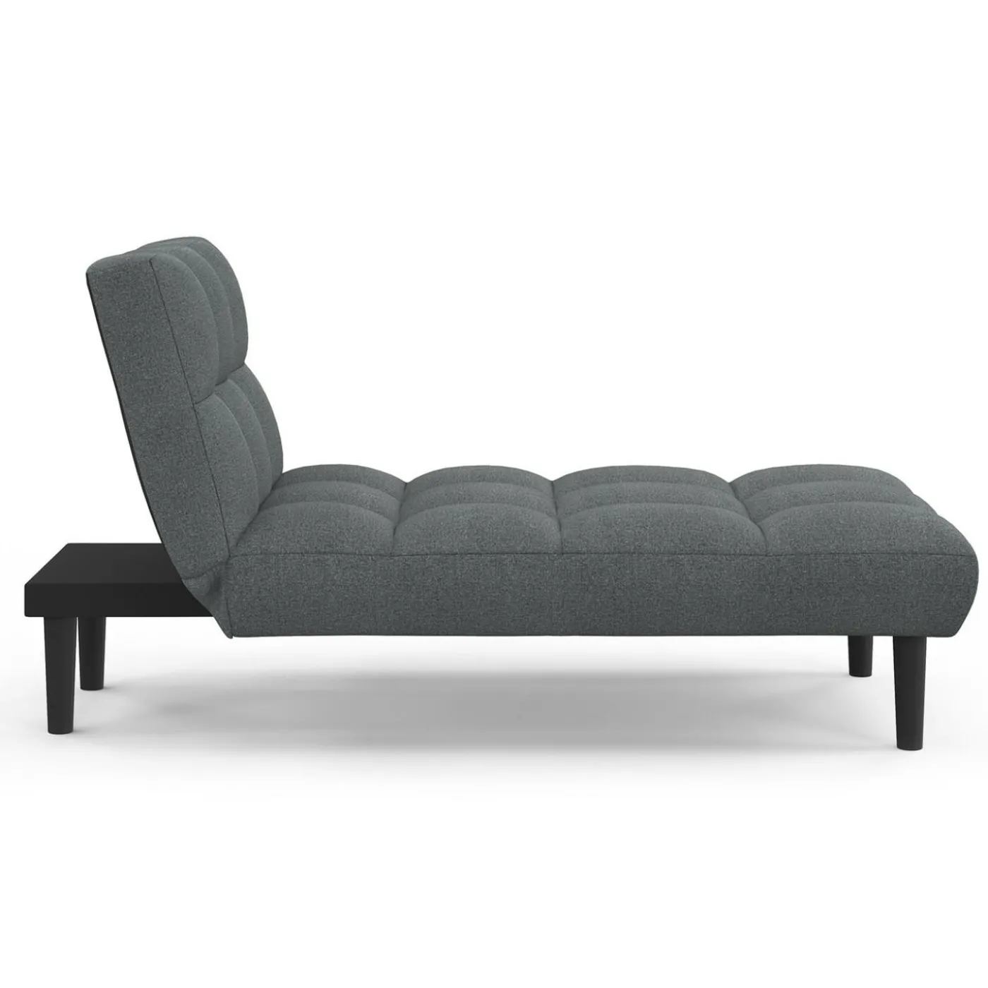 Méridienne clic clac tissu gris anthracite capitonnée 80 x 180 cm