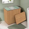 Panier à linge 3 bacs amovibles bambou et tissu