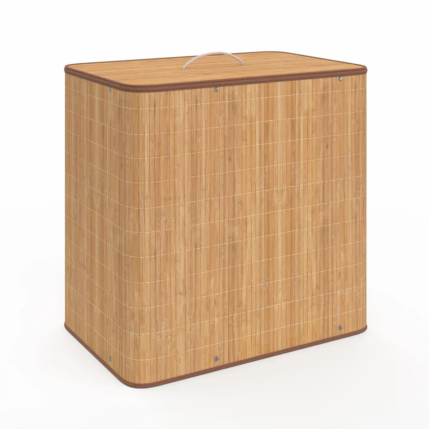 Panier à linge 3 bacs amovibles bambou et tissu