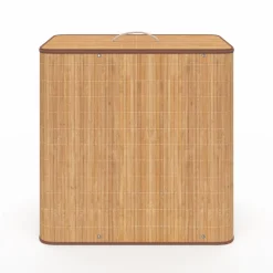 Panier à linge 3 bacs amovibles bambou et tissu
