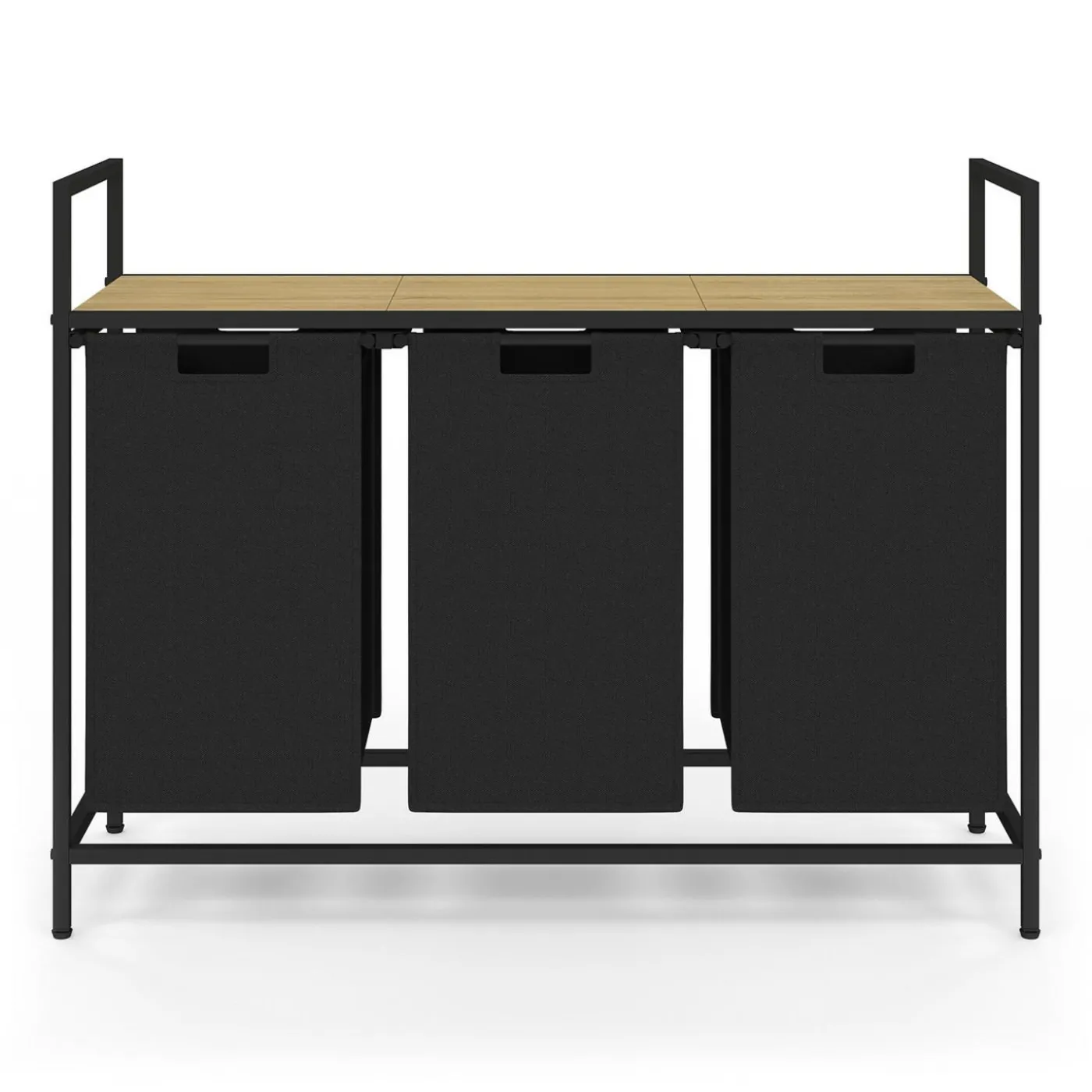 Panier à linge 3 bacs DETROIT tissu noir design industriel