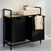 Panier à linge en tissu noir avec 2 bacs