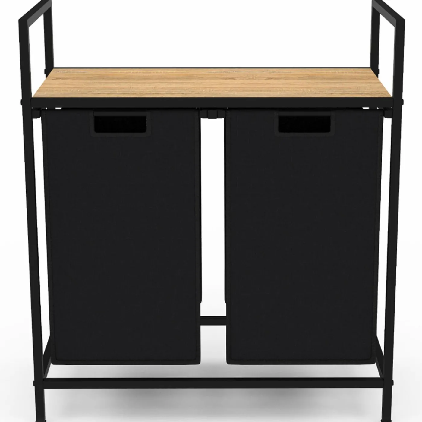 Panier à linge en tissu noir avec 2 bacs