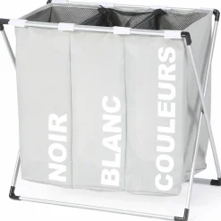 Panier à linge pliable gris 3 compartiments