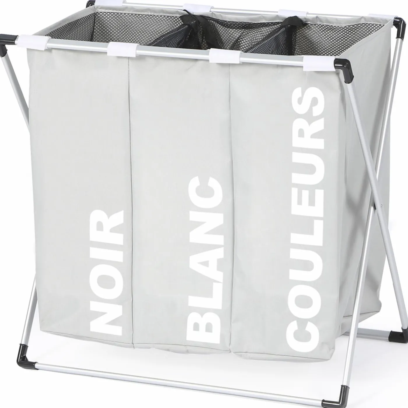 Panier à linge pliable gris 3 compartiments