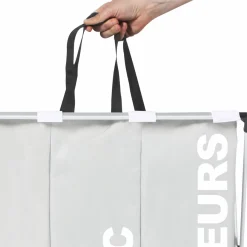 Panier à linge pliable gris 3 compartiments