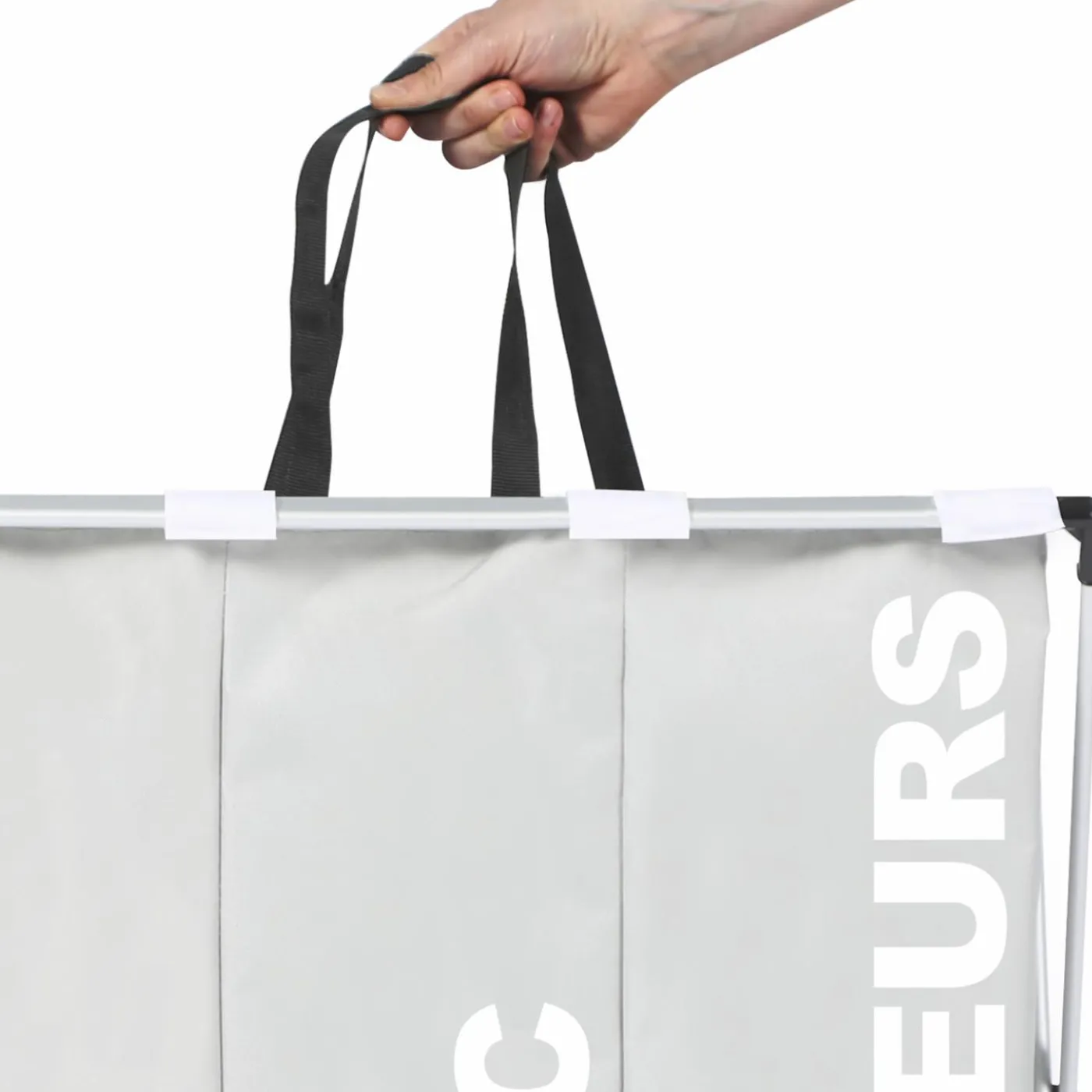 Panier à linge pliable gris 3 compartiments