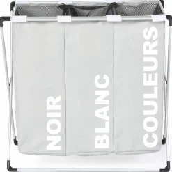 Panier à linge pliable gris 3 compartiments