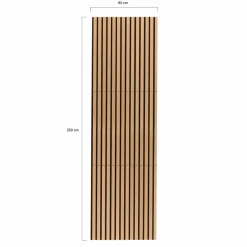 Panneaux acoustiques en tasseaux de bois chêne clair et noir de 250 x 60 CM