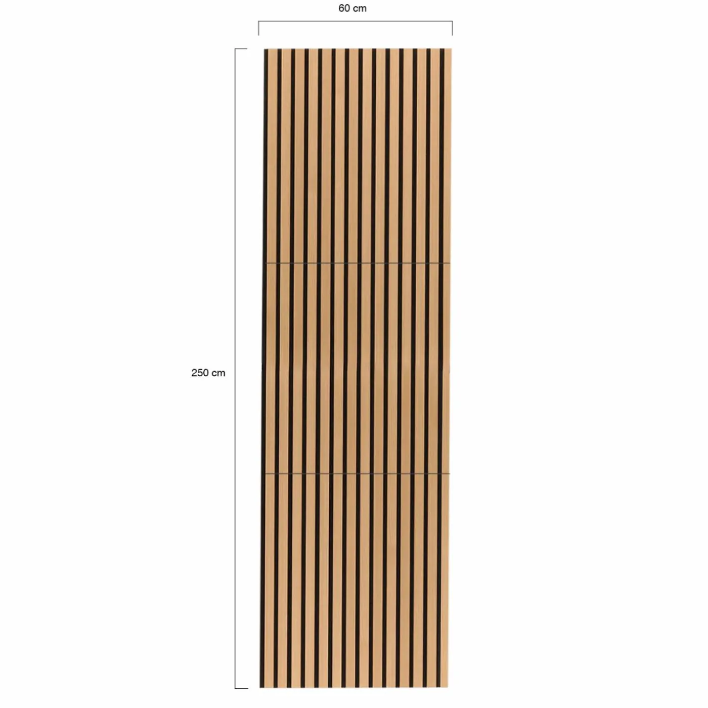Panneaux acoustiques en tasseaux de bois chêne clair et noir de 250 x 60 CM