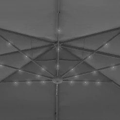 Parasol déporté inclinable 3x4 m rotatif 360 gris avec LED