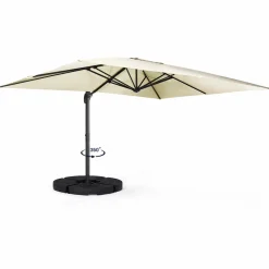 Parasol déporté inclinable 3x4 m rotatif 360 blanc écru
