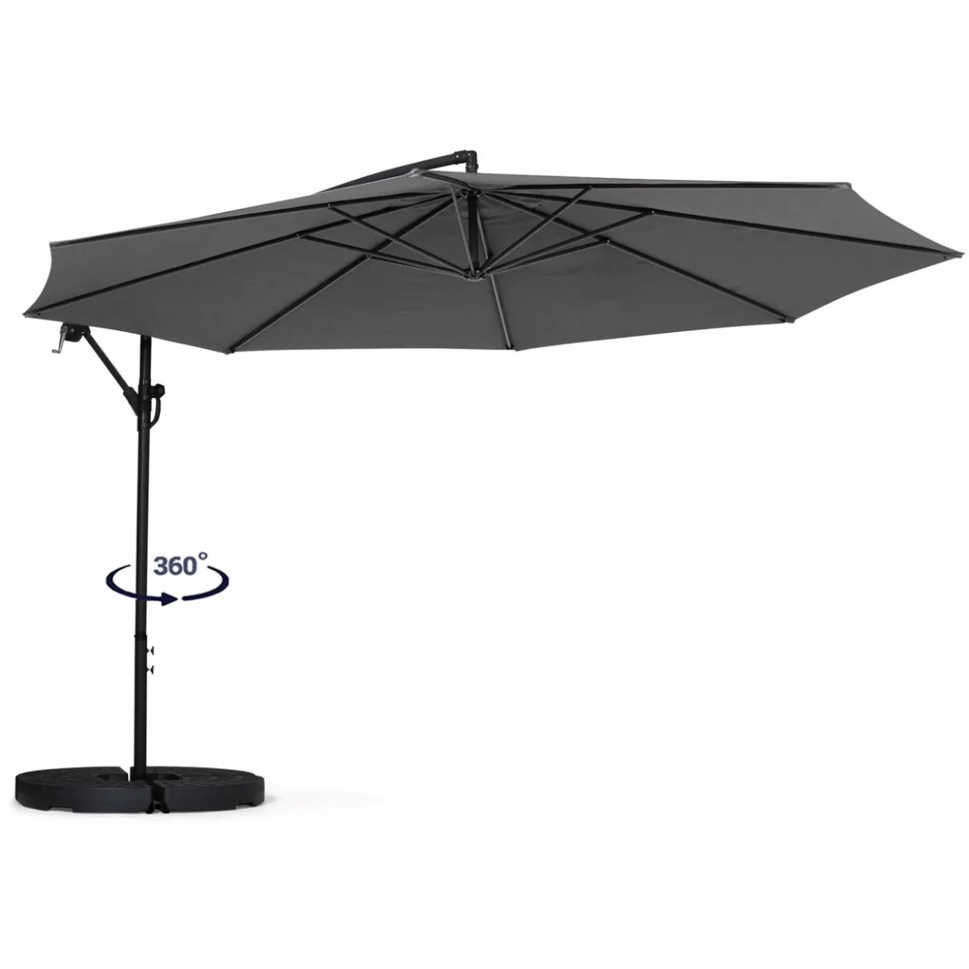 Parasol déporté rotatif 350 cm coloris gris