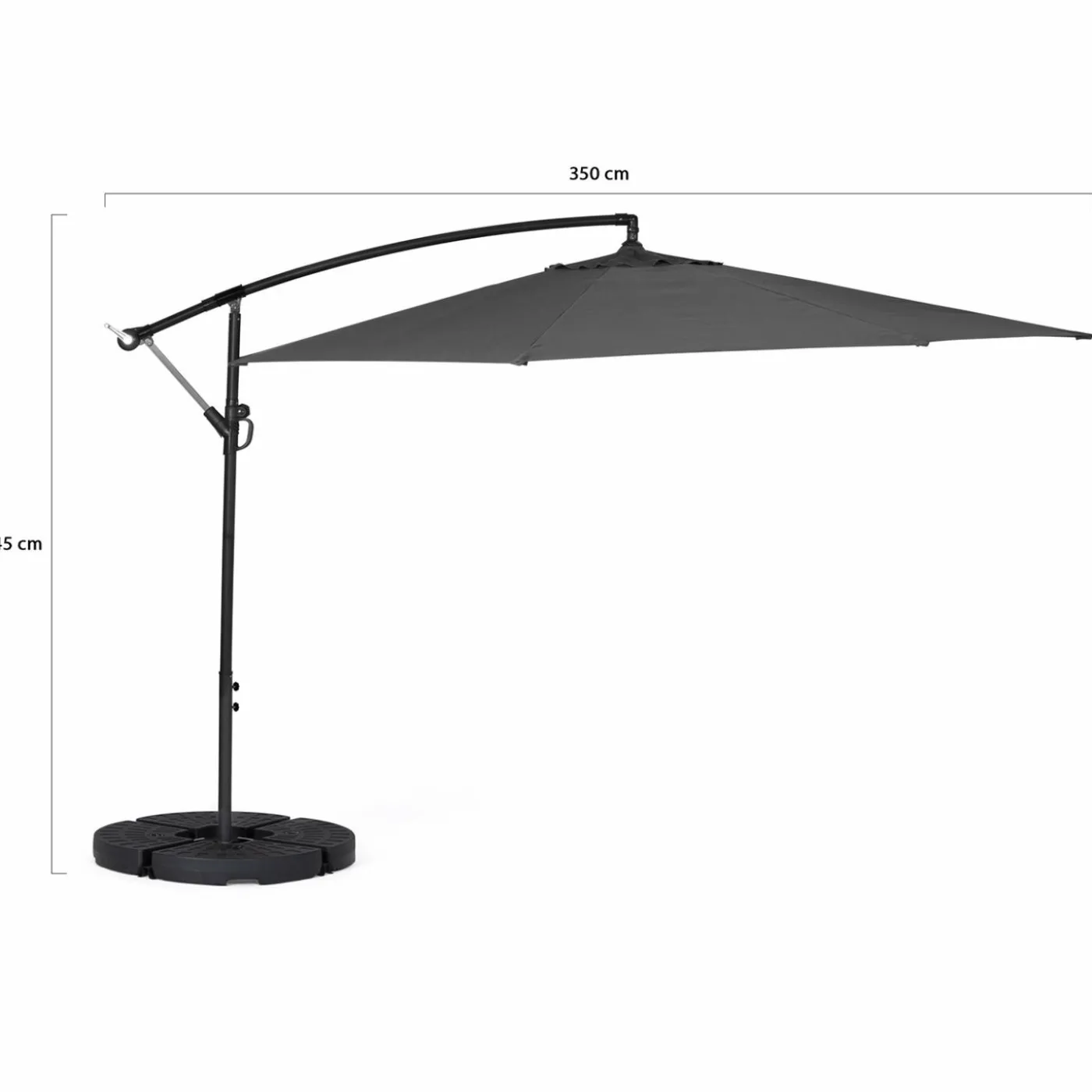 Parasol déporté rotatif 350 cm coloris gris
