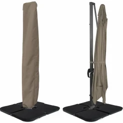 Parasol déporté rotatif 3x4 m taupe