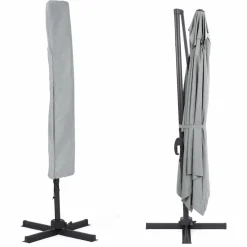 Parasol déporté 3x4 m rotatif 360 coloris gris clair