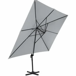 Parasol déporté 3x4 m rotatif 360 coloris gris clair