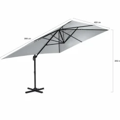 Parasol déporté 3x4 m rotatif 360 coloris gris clair