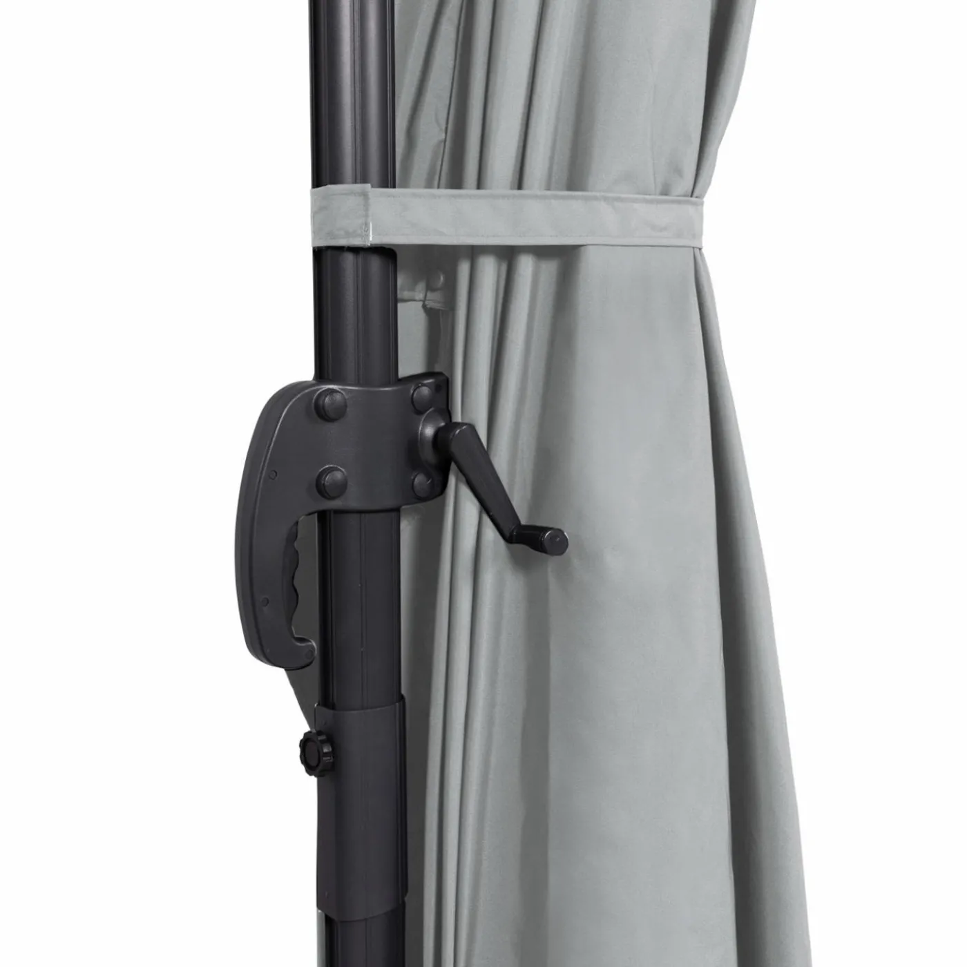 Parasol déporté 3x4 m rotatif 360 coloris gris clair
