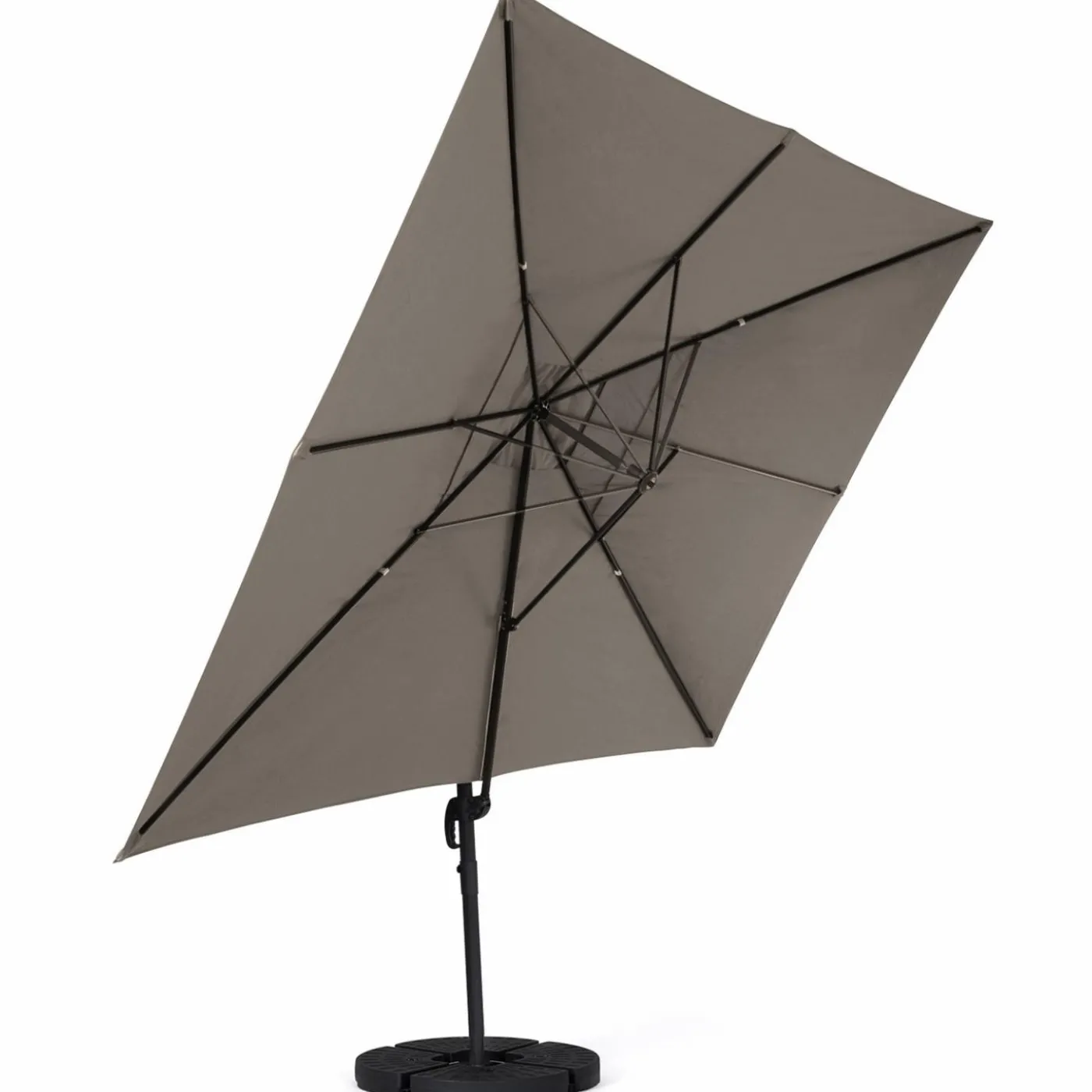 Parasol déporté 3x4 m rotatif 360 coloris taupe