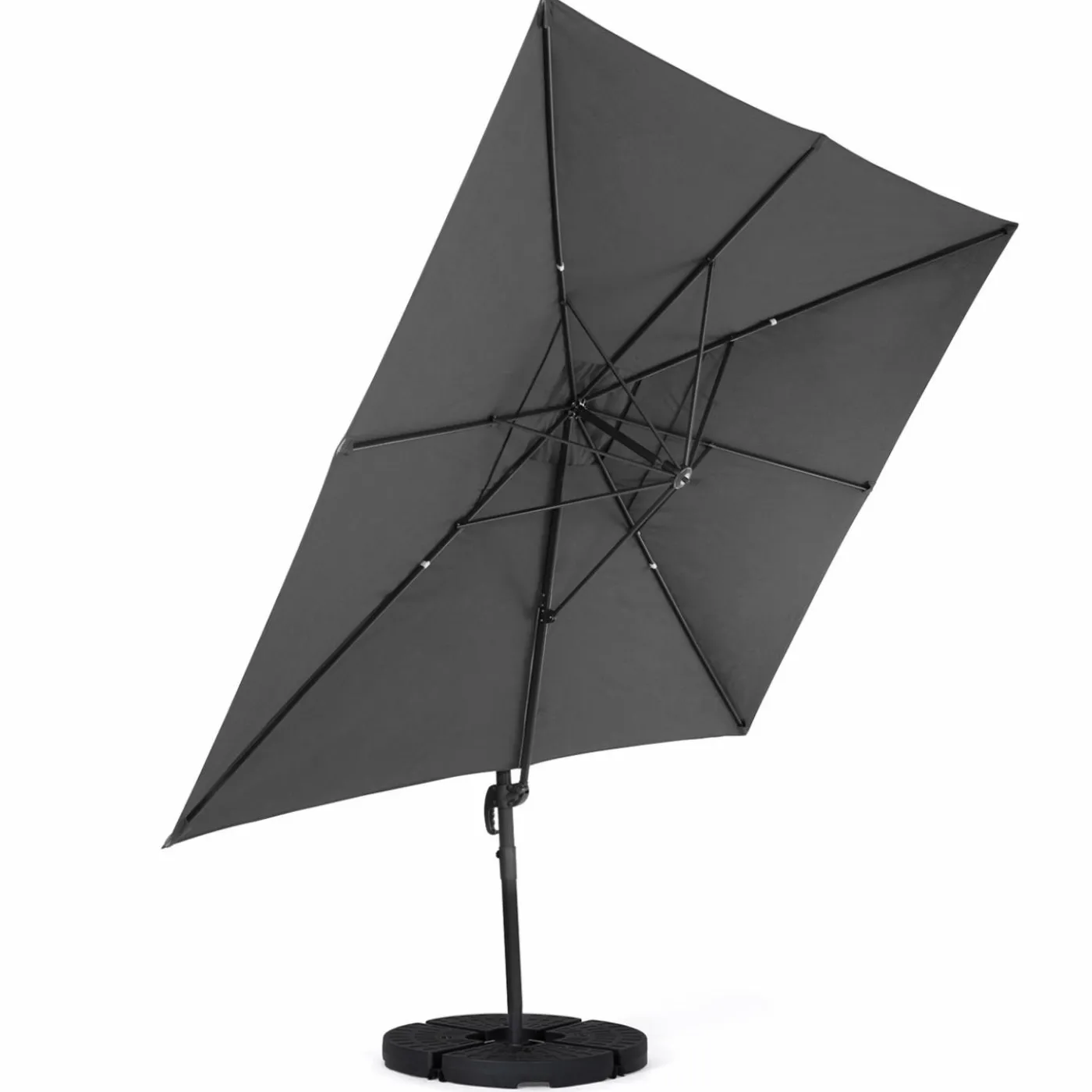 Parasol déporté 3x3 m rotatif 360 coloris gris