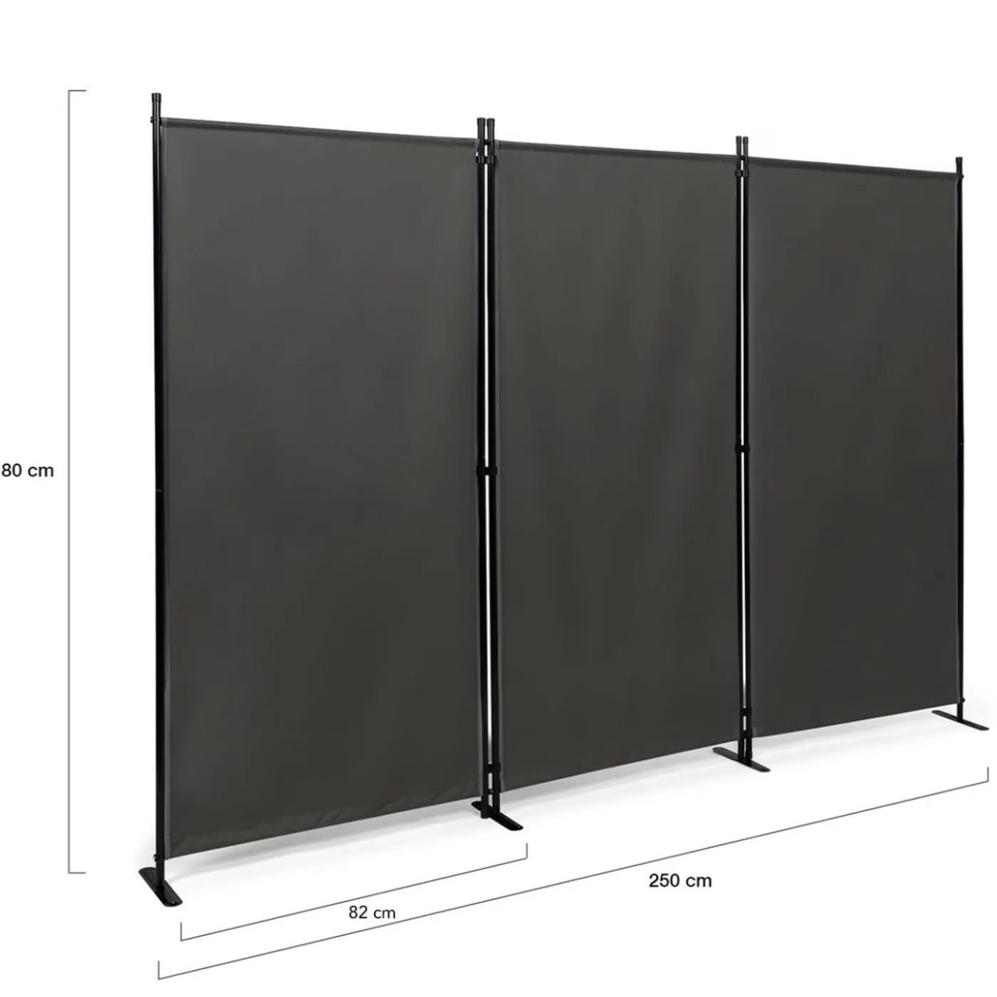 Paravent extérieur / intérieur sur pieds 3 panneaux gris anthracite