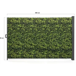 Paravent extérieur rétractable 400x180 cm store latéral motif feuillage